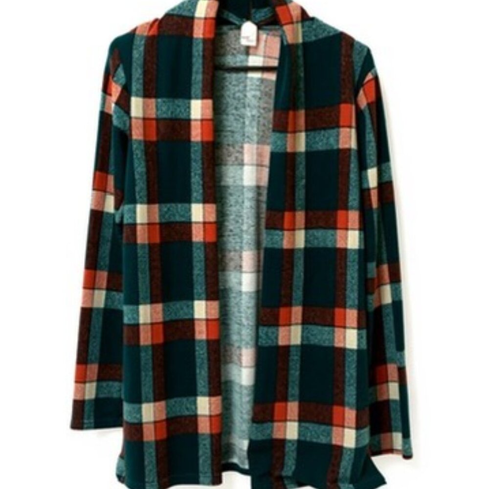 Vintage Sun and Moon Womens Plaid Size Small Jacket Sweater Red Green